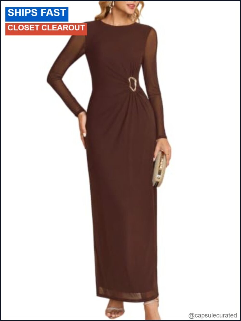 Long Sleeve Maxi Dress Wedding Guest Formal Bodycon Fall